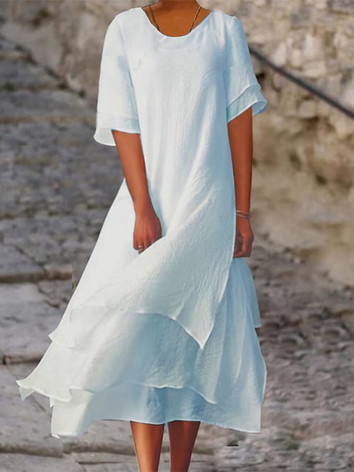 Nina – Elegante Zomerjurk met Korte Mouwen