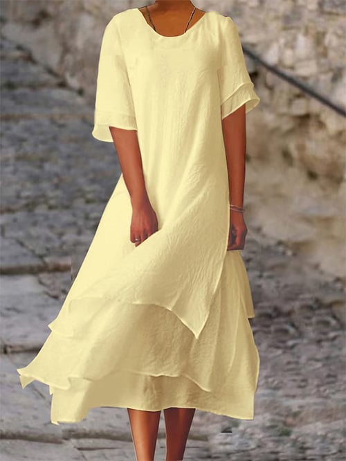 Nina – Elegante Zomerjurk met Korte Mouwen