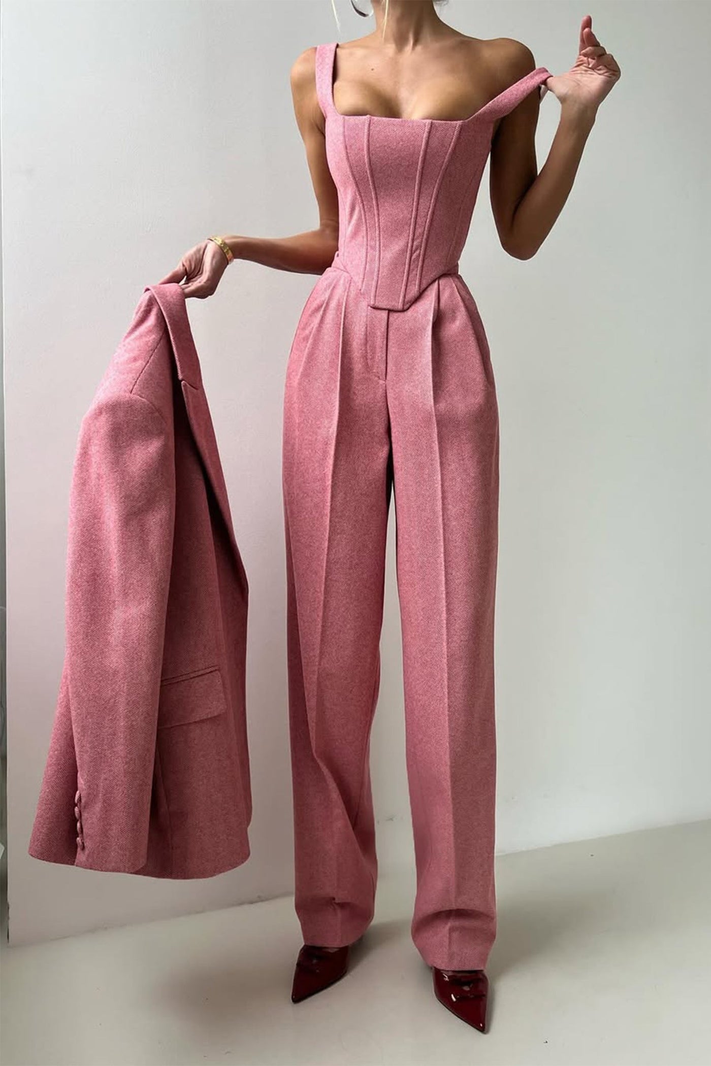 Noémie – 3-Delige Powerlook Set met Dubbel Geknoopte Blazer