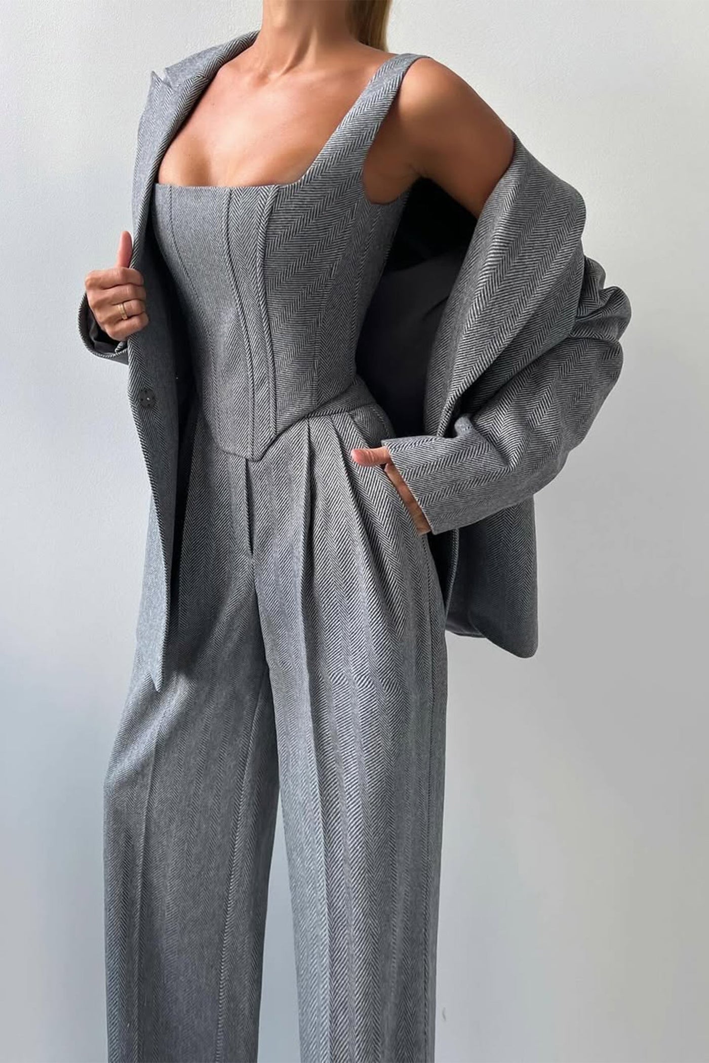 Noémie – 3-Delige Powerlook Set met Dubbel Geknoopte Blazer