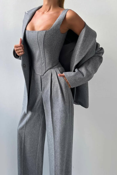 Noémie – 3-Delige Powerlook Set met Dubbel Geknoopte Blazer