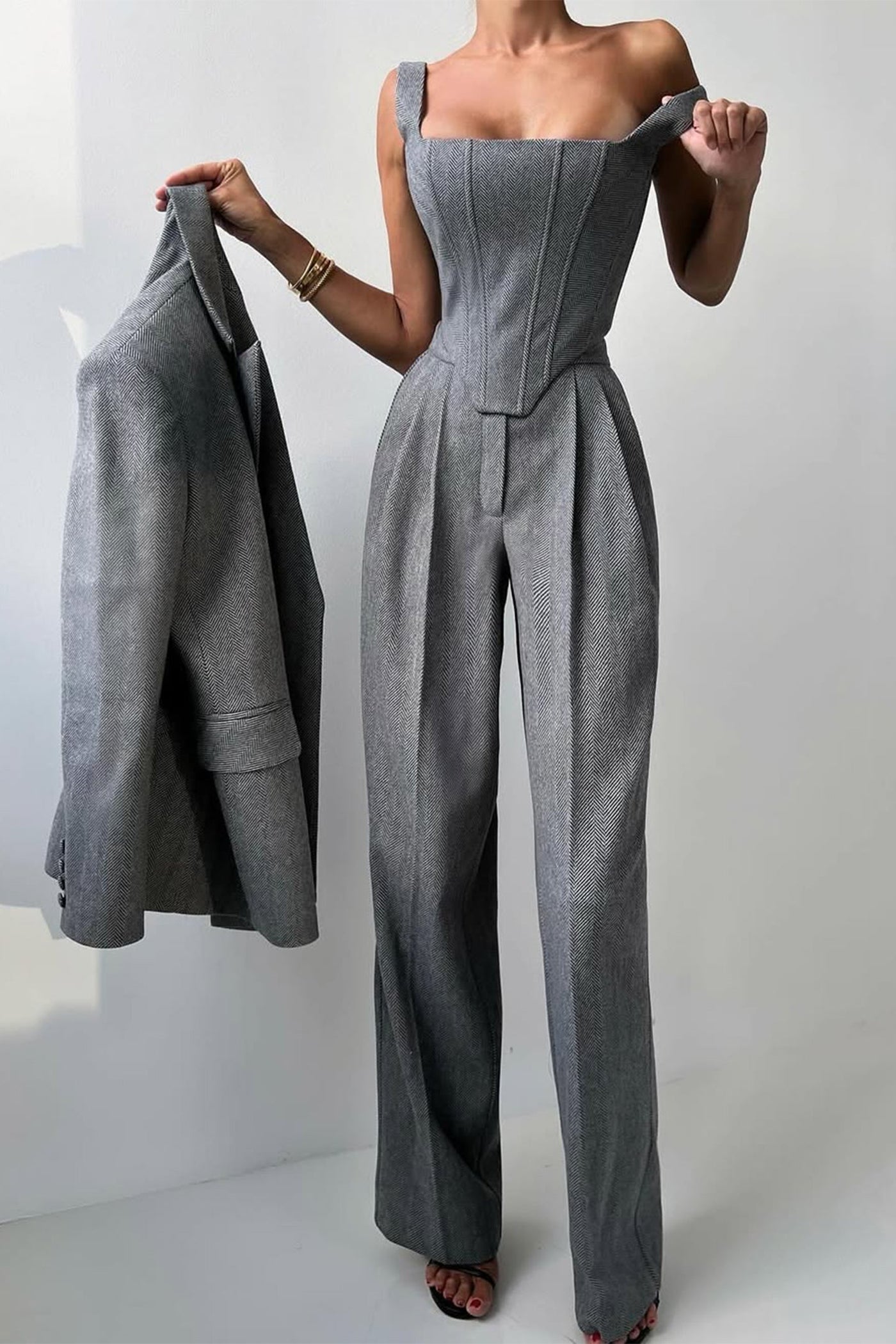 Noémie – 3-Delige Powerlook Set met Dubbel Geknoopte Blazer