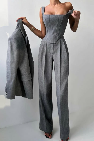 Noémie – 3-Delige Powerlook Set met Dubbel Geknoopte Blazer