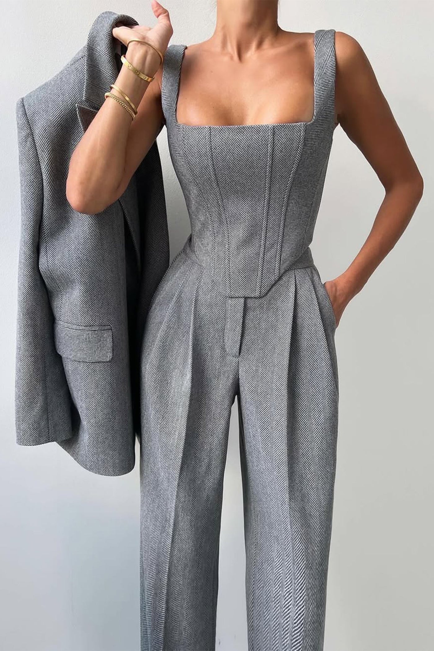 Noémie – 3-Delige Powerlook Set met Dubbel Geknoopte Blazer