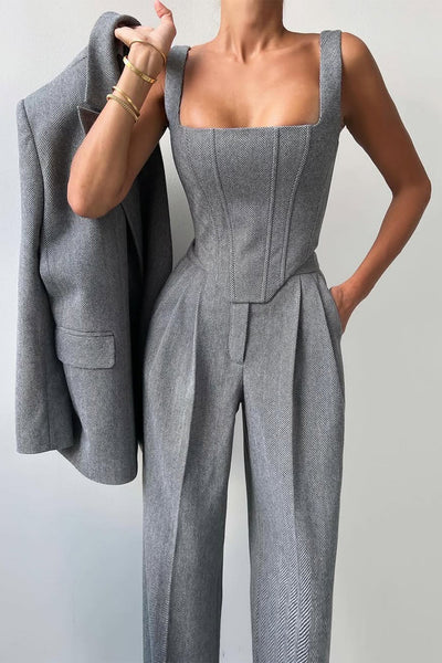 Noémie – 3-Delige Powerlook Set met Dubbel Geknoopte Blazer