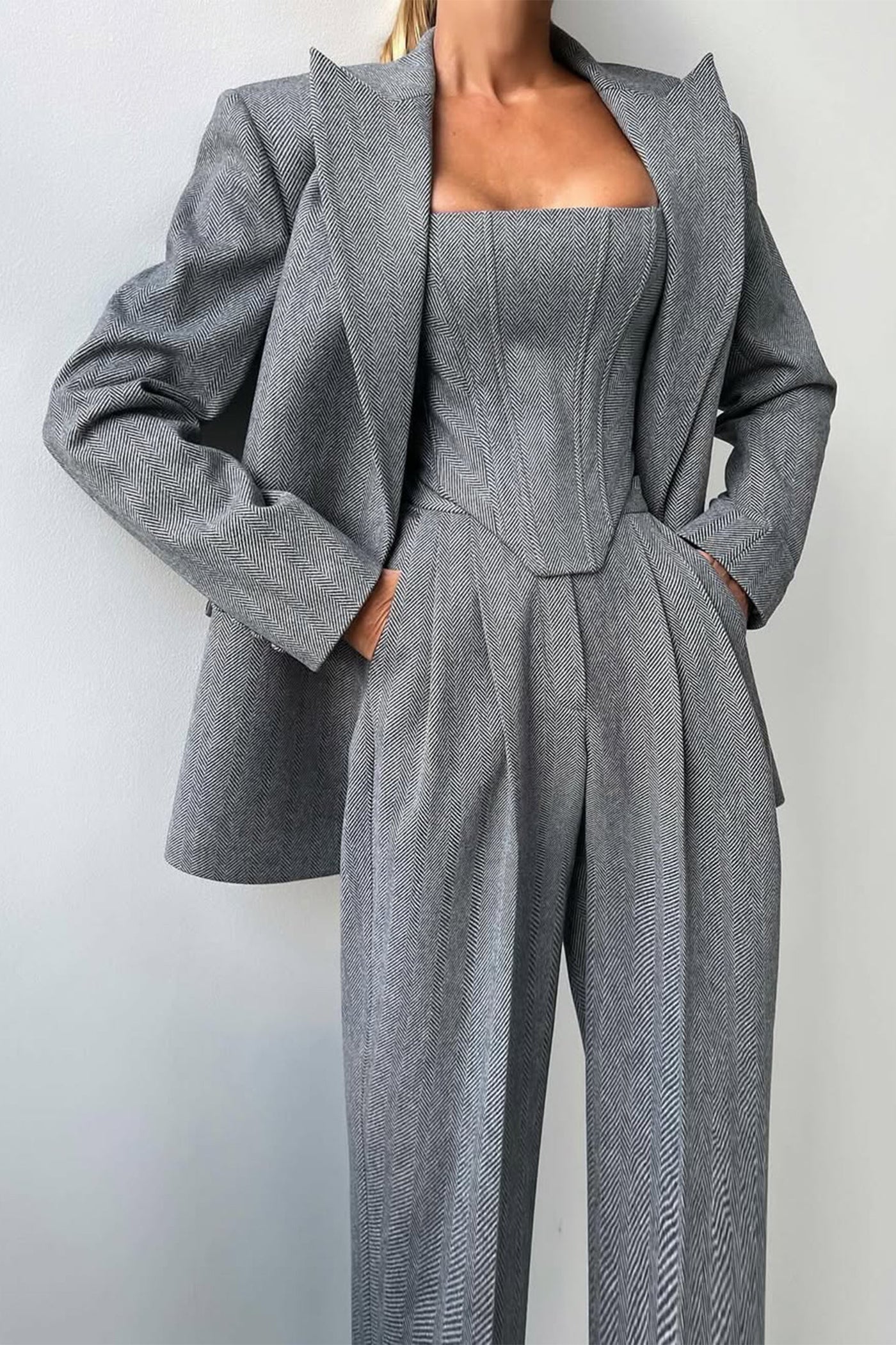 Noémie – 3-Delige Powerlook Set met Dubbel Geknoopte Blazer