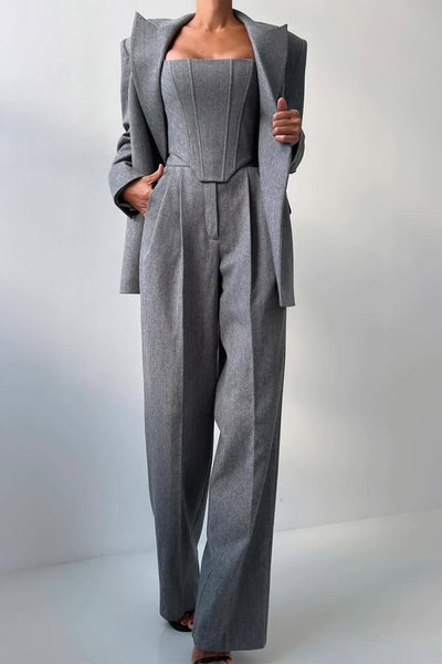 Noémie – 3-Delige Powerlook Set met Dubbel Geknoopte Blazer
